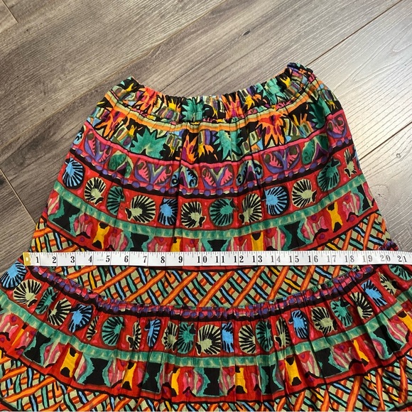 Vintage Jupe Indian maxi Skirt gauze cotton lining full circle tiered flowy - Picture 11 of 16